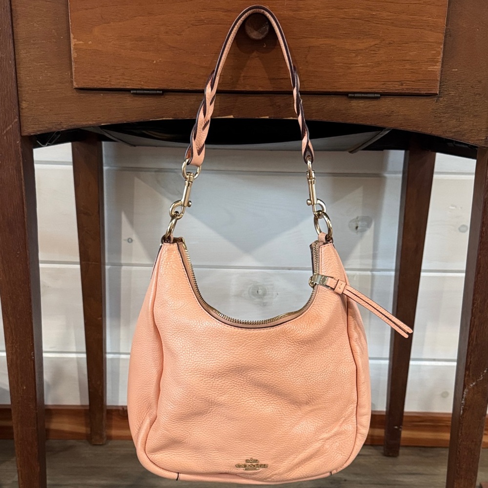 Coach Jules Peach Leather Hobo Bag